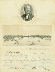 Uitnodiging voor de officiële opening van de Eads-brug op 4 juli 1874